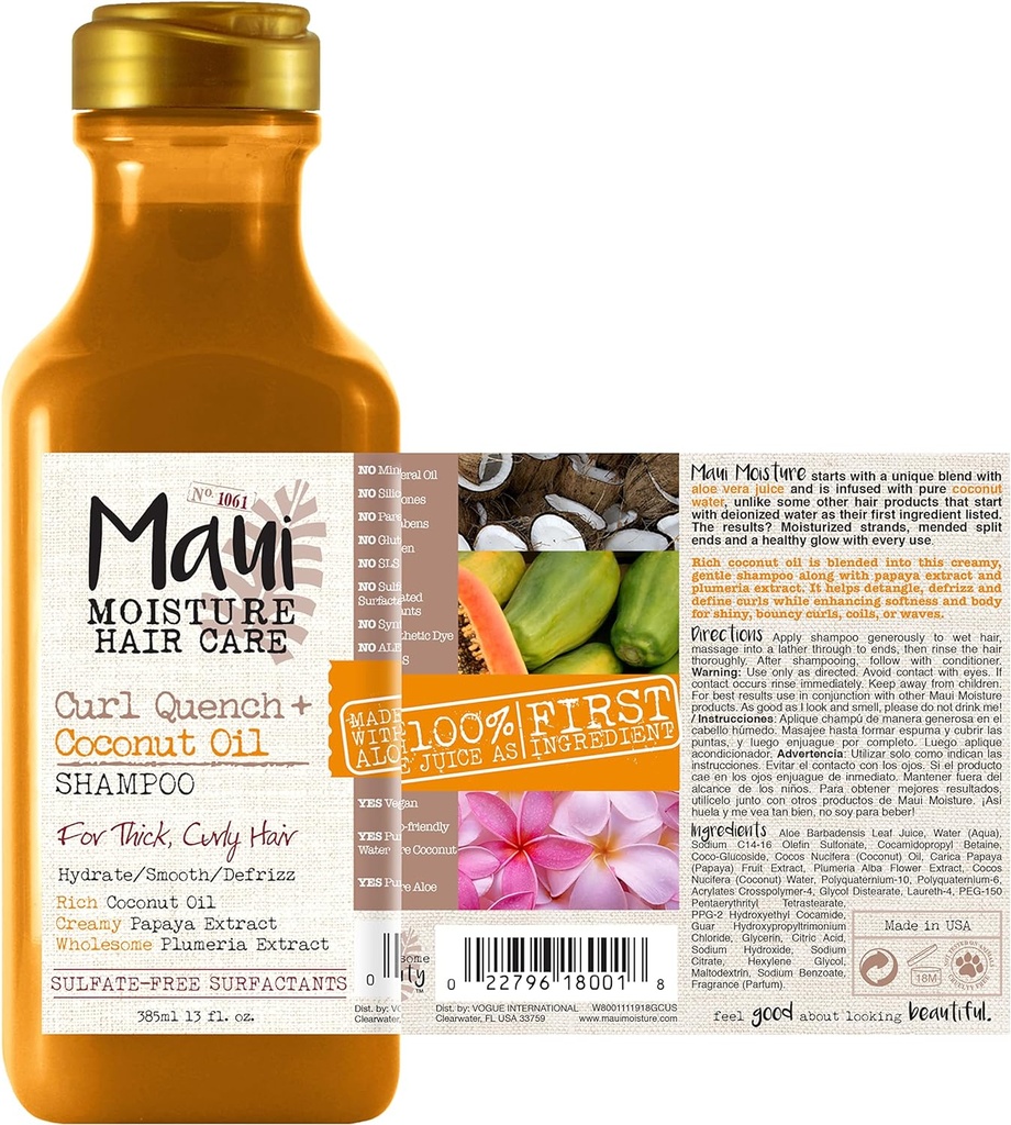 Maui Moisture Curl Quench Coconut Oil Shampoo 385 Ml