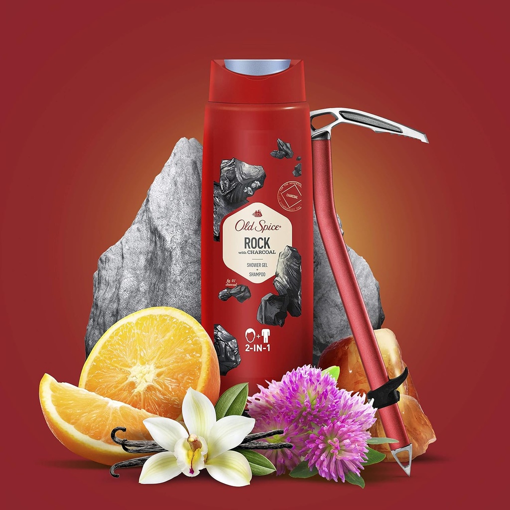 Old Spice Rock With Charcoal Shower Gel & Shampoo 400 Ml