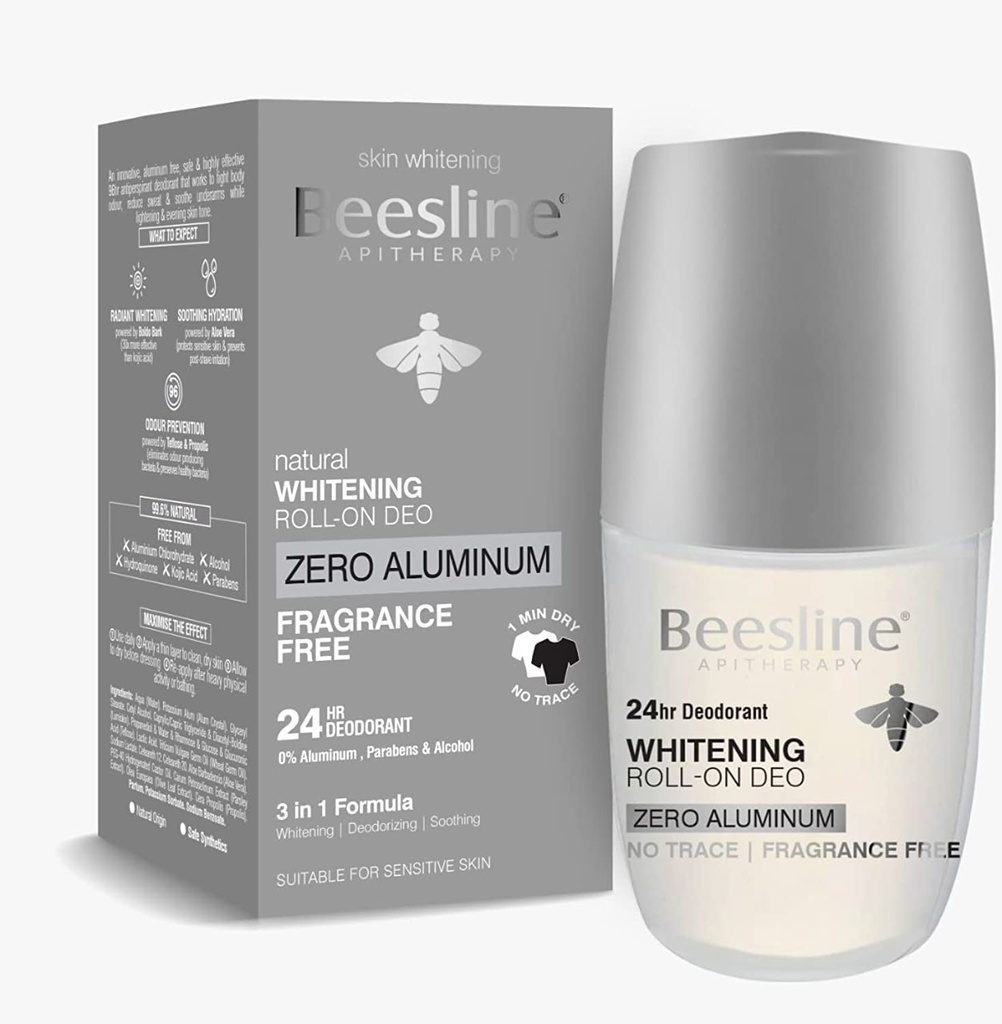 Beesline Natural Whitening Roll-on Zero Aluminum Fragrance Free For Men 50ml