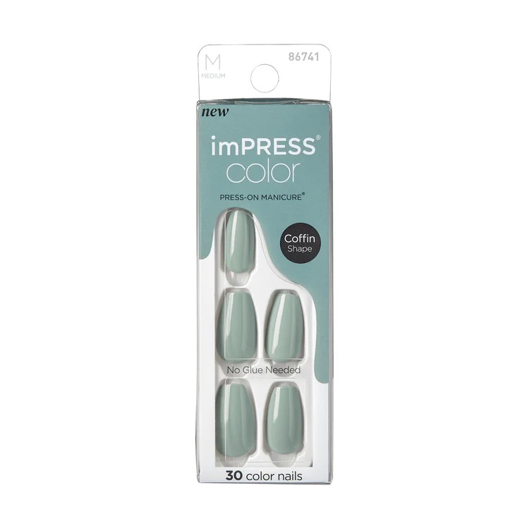 Impress Color Nails Medium Coffin Shape 508 Going Green