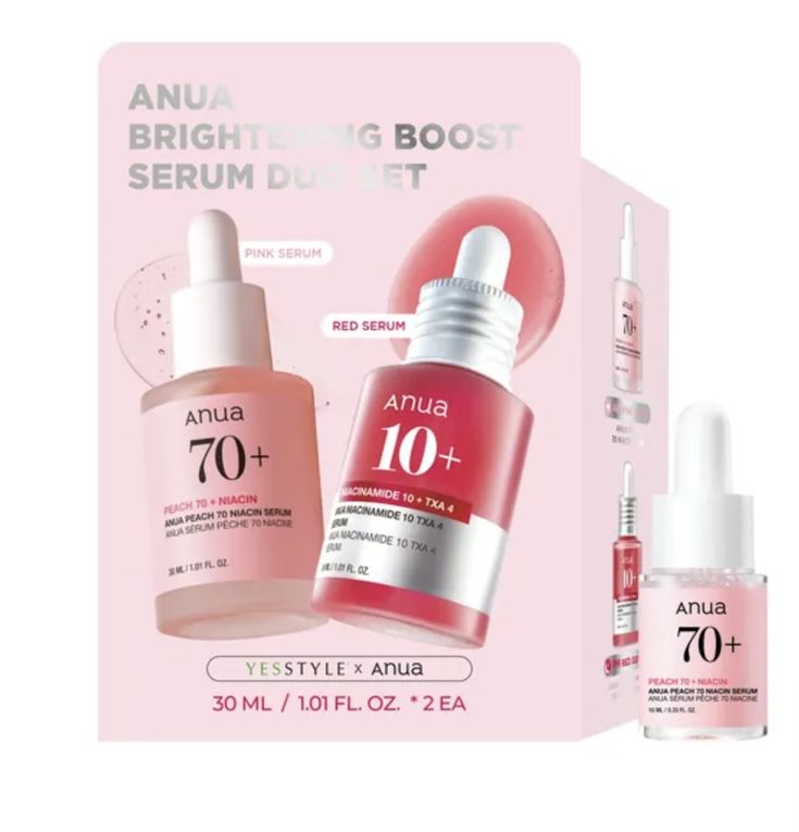 Anua brightening boost serum set , pink serum + red serum 30 ml