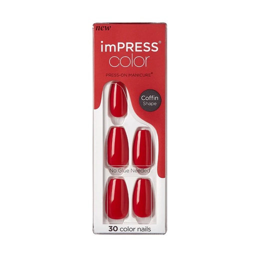Impress Color Nails Medium Coffin Shape 510 Reddy Or Not