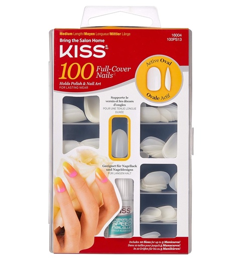 Kiss 100 Tips Hold Polish & Nail Art Active Oval 16004