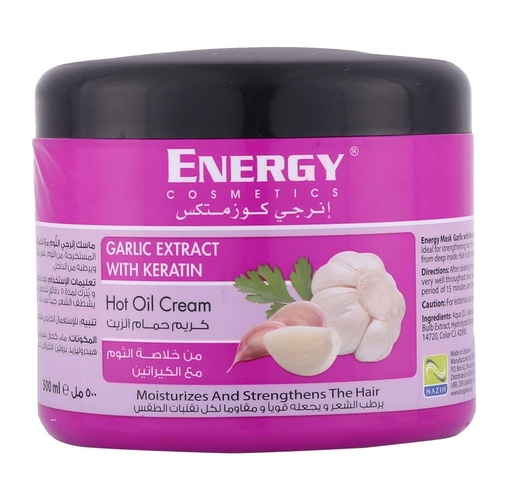 Energy Mixed Garlic Extract With Keratin Hot Oil Cream 500 Ml